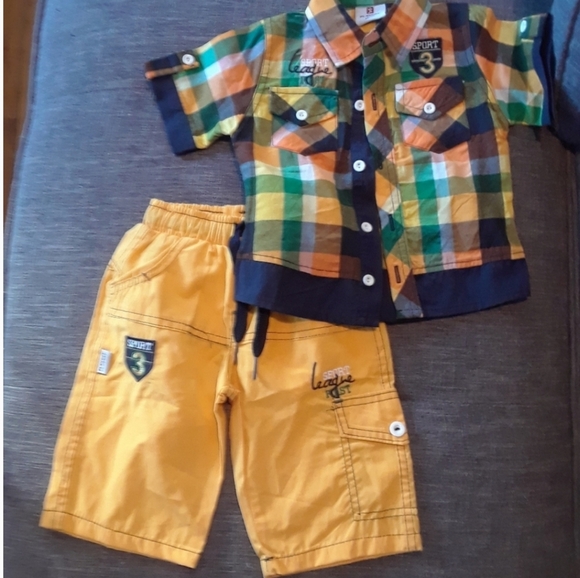 Size 86cm 1 year baby boys playoff shorts shirt outfit NWOT - Picture 13 of 14